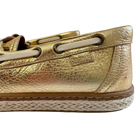 VIONIC Summer Loafer Boat Shoe in Gold Leather with Jute Trim - Retail: $130 - Picture 11 of 14